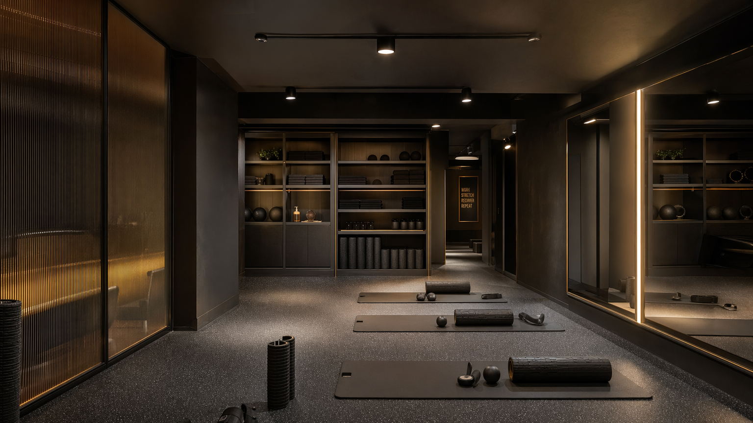 Recovery and stretching zone with premium equipment